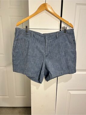 Lands End Mid-Rise Chambray Shorts 16W Pockets Classic Casual Vacation Cotton